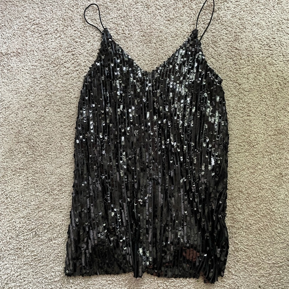 Black sequin little black dress